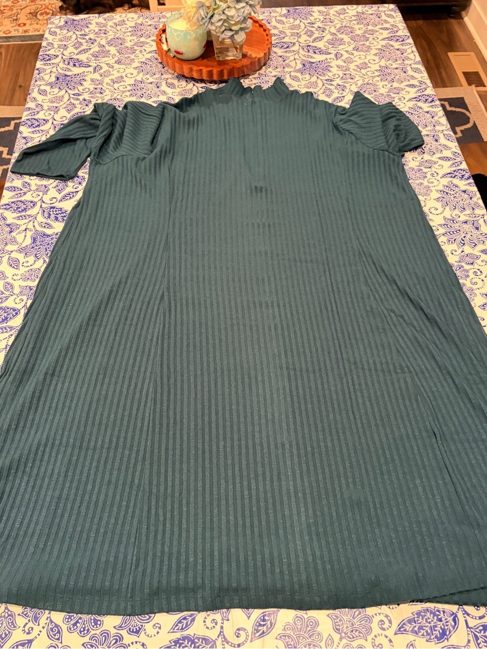NWOT Womenβs 5x petite Susan Graver Teal Ribbed Knit Midi Dress
